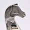 Decorative Hammered Nickel Finish Chess Horse Sculpture – Elegant Table Accent (5.5x5.5x14")